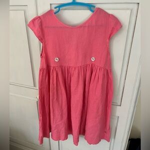 Girls pink linen dress